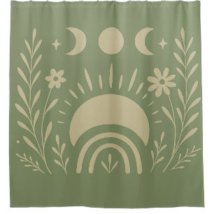 Sage Green Celestial Shower Curtain