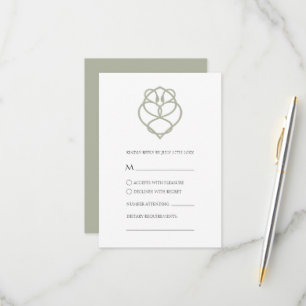 Sage Green Celtic Irish Swan Love Knot Wedding RSVP Card