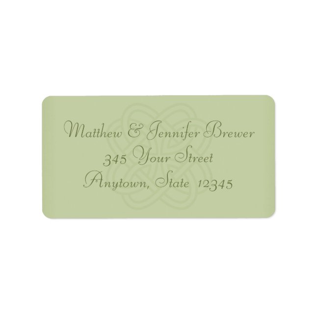 Sage Green Celtic Knot Envelope Address Labels (Front)