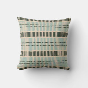 sage green charcoal cream abstract vertical stripe cushion