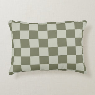 Sage Green Checkerboard Decorative Cushion