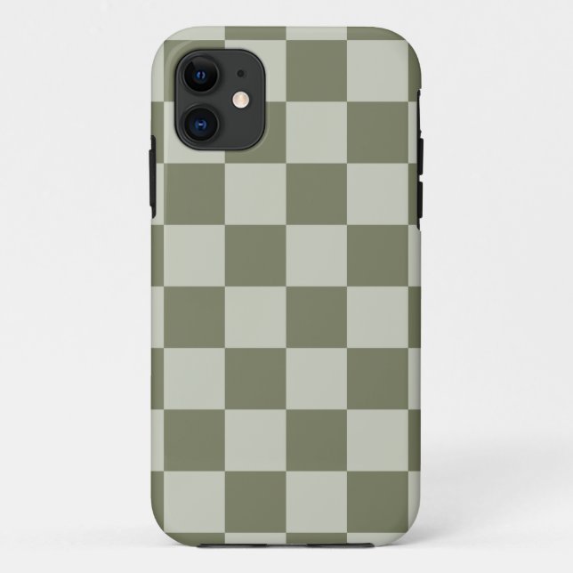 Sage Green Chequerboard Case-Mate iPhone Case (Back)