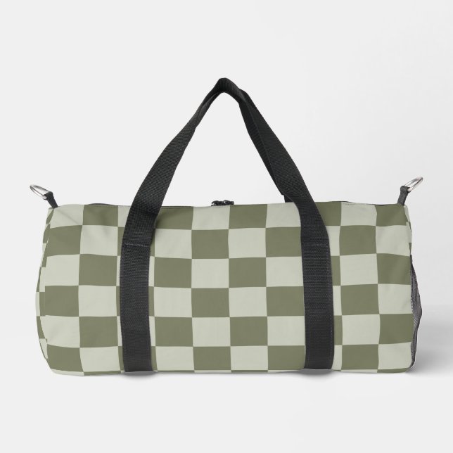 Sage Green Chequerboard Duffle Bag (Front)