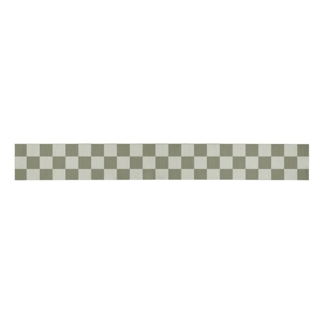 Sage Green Chequerboard Grosgrain Ribbon (Front)