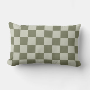 Sage Green Chequerboard Lumbar Cushion