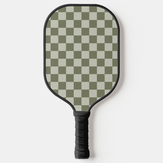 Sage Green Chequerboard Pickleball Paddle (Front)