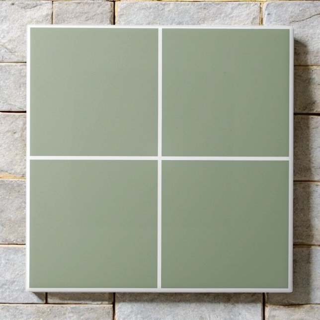 Sage Green Chequered Modern Monochrome Minimalist  Ceramic Tile (Creator Uploaded)