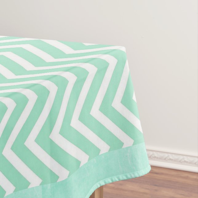 Sage Green Chevron Striped Tablecloths (In Situ)