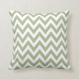 Sage Green Chevron Zigzag Pattern Cushion