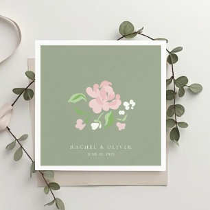 Sage Green   Chic Blush Rose Wedding Invitation  Napkin