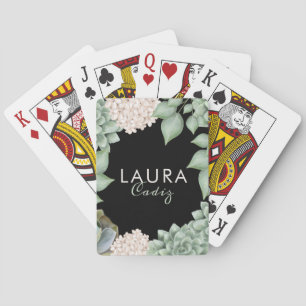 Sage Green Chic Country Floral & Foliage Frame Playing Cards