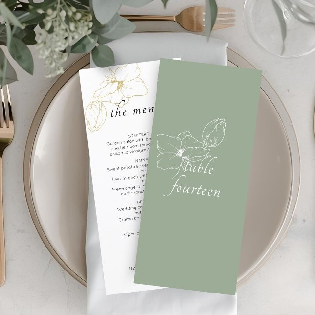 Sage Green | Chic Floral Wedding Flat Menu (Creator Uploaded)