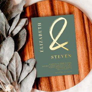 Sage green chic gold ampersand names photo wedding