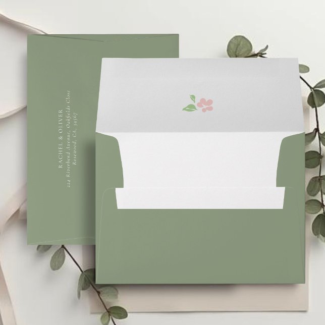 Sage Green | Chic Petit Floral Wedding Envelope (Creator Uploaded)