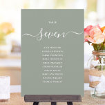 Sage Green Chic Script Table Number Seating Chart<br><div class="desc">These elegant sage green signature script double-sided table number seating chart cards are perfect for all celebrations. Designed by Thisisnotme©</div>