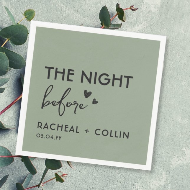 Sage Green Chic Simple Modern Rehearsal Dinner Napkin (Creator Uploaded)