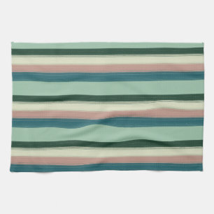 Sage Green Chic Striped Tea Towel