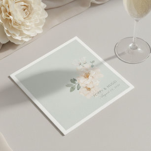 Sage Green Chic Watercolor Floral Wedding Napkin