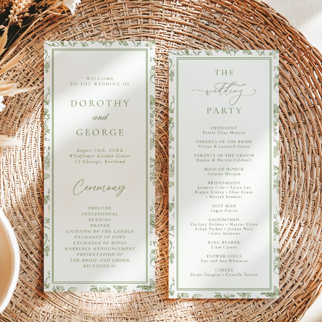 Sage Green Chinoiserie Wedding Program (Creator Uploaded)