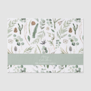 Sage green Christmas minimal botanical Tissue Paper
