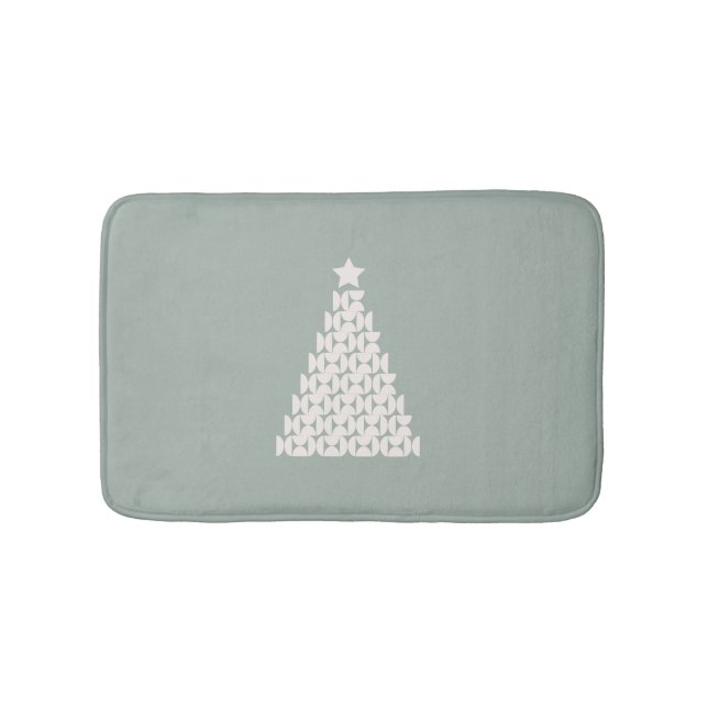 Sage Green Christmas Tree Bath Mat (Front)