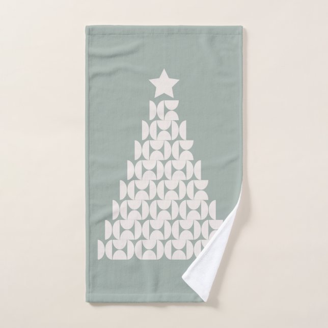 Sage Green Christmas Tree Bath Towel Set (Hand Towel)