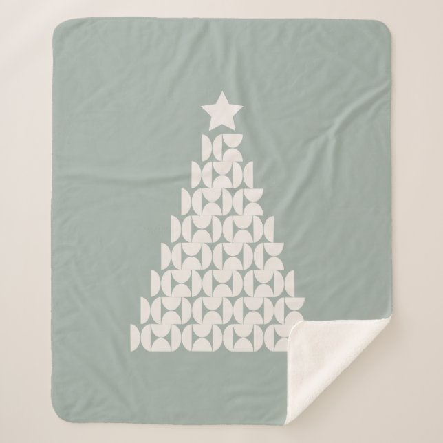 Sage Green Christmas Tree Sherpa Blanket (Front)