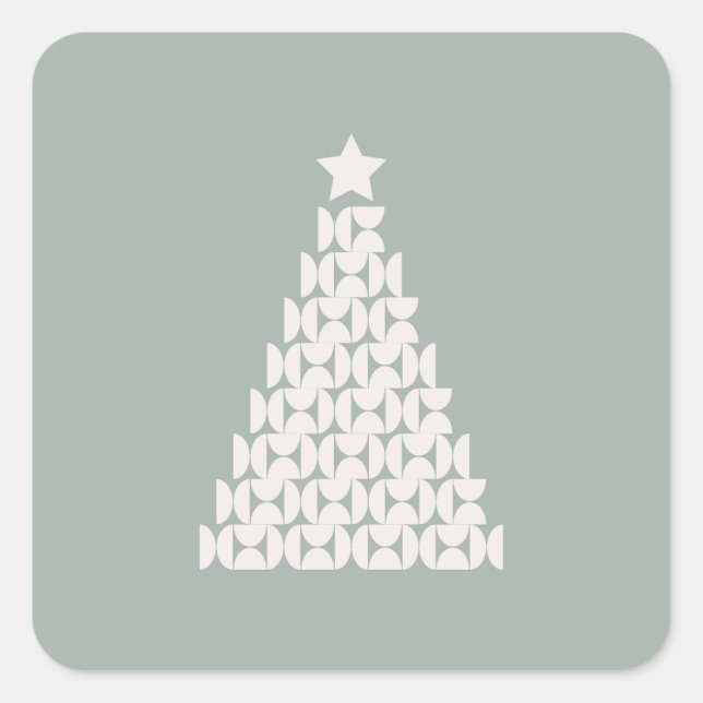 Sage Green Christmas Tree Square Sticker (Front)
