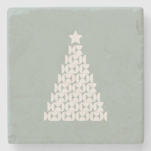 Sage Green Christmas Tree Stone Coaster