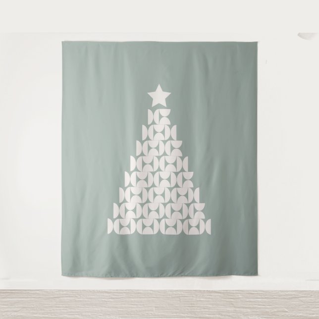 Sage Green Christmas Tree Tapestry (Front)