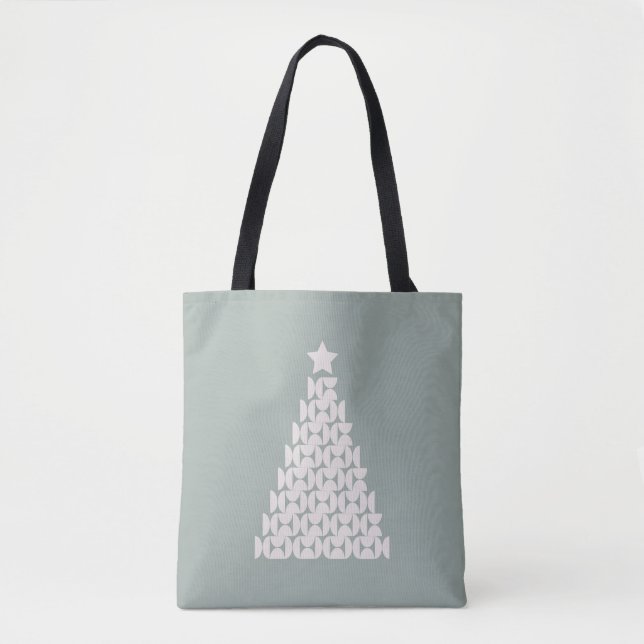 Sage Green Christmas Tree Tote Bag (Front)