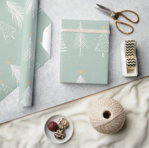 Sage green Christmas Trees  Wrapping Paper