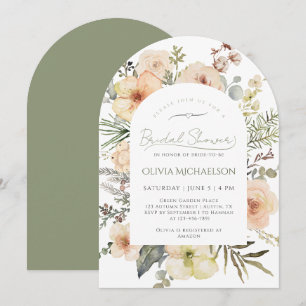 Sage Green Christmas Winter Floral Bridal Shower Invitation
