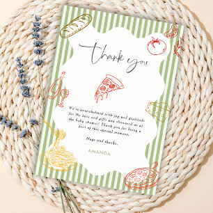 Sage Green Ciao Baby Itallian Pizza Baby Shower  Invitation