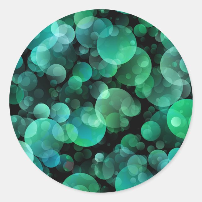 Sage Green Circles and Bubbles Classic Round Sticker (Front)