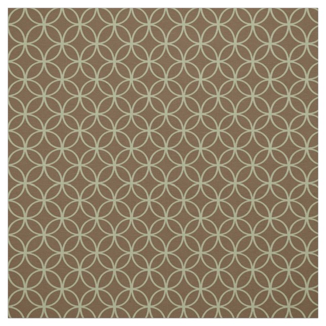 Sage Green Circles on Chocolate Brown Fabric (Swatch)