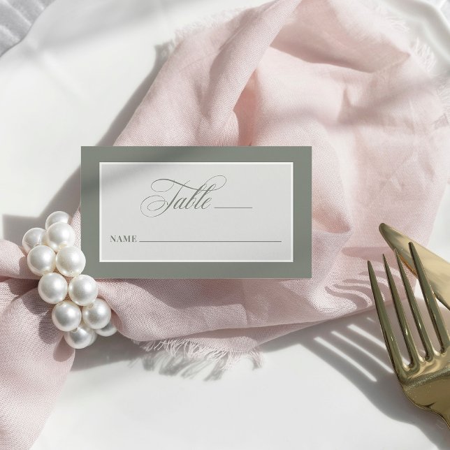 Sage Green | Classic and Luxe Wedding Flat Place Card (Creator Uploaded)