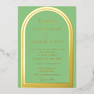 Sage Green Classic Arch Foil Wedding Invitation