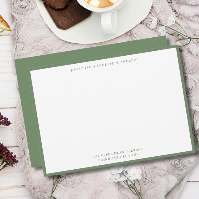 Sage Green Classic Border Flat Note Card (Creator Uploaded)
