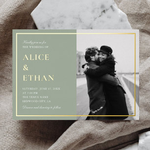 Sage Green Classic Calligraphy Photo Wedding
