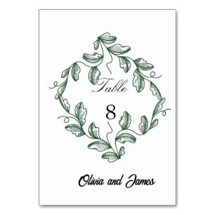 Sage Green Classic Floral Wedding Table Number