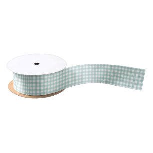 Sage Green Classic Gingham Checked Pattern Satin Ribbon