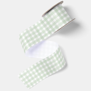 Sage Green Classic Gingham Satin Ribbon