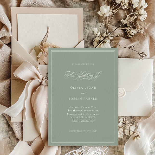 Sage Green | Classic Italian Elegance Wedding Invitation (Creator Uploaded)