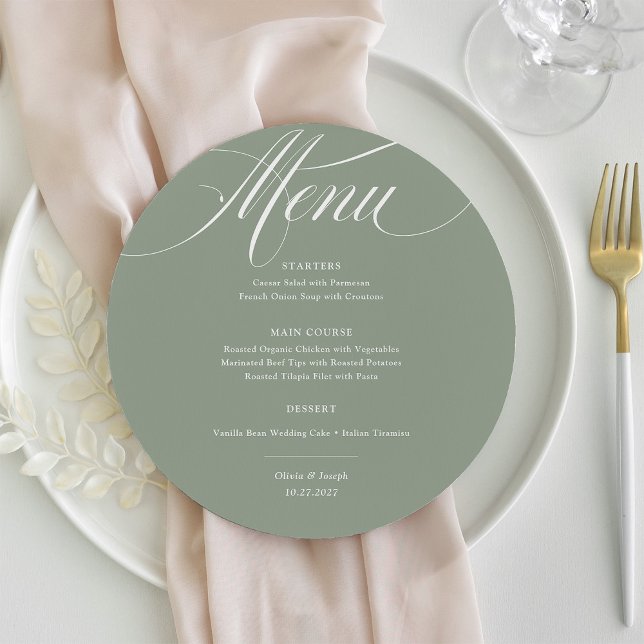 Sage Green | Classic Italian Elegance Wedding Menu (Creator Uploaded)