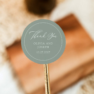 Sage Green   Classic Italian Elegance Wedding Round Sticker