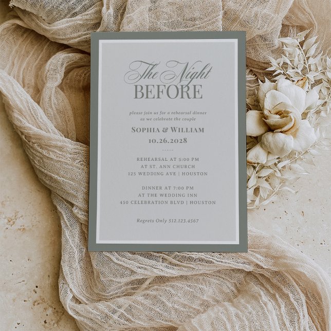 Sage Green | Classic Luxe Elegant Rehearsal Dinner Invitation (Creator Uploaded)