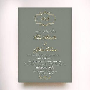 sage green classic monogram wedding