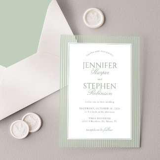 Sage Green Classic Wedding Acrylic Invitations