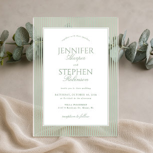 Sage Green Classic Wedding Acrylic Invitations